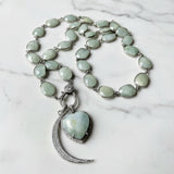 Aquamarine Puffy Heart with Pave Diamond Pendant
