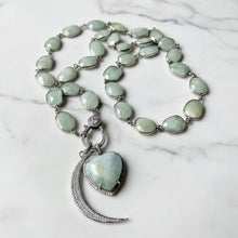 Aquamarine Puffy Heart with Pave Diamond Pendant