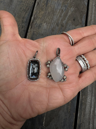 Moonstone and Diamond Pendants