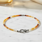 Mexican Fire Opal Beaded Necklace with Diamond Clasp