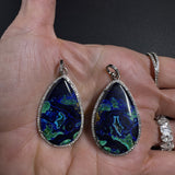 Azurite Malachite and Diamond Pendants