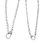 Sterling Silver Simple Oval Chain Necklace with Pave Diamond Clasp