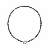 Australian Brown Bolder Opal Beaded Necklace with Diamond Clasp