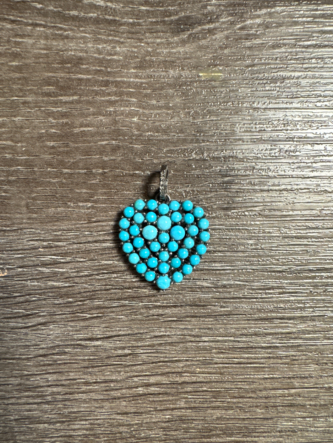 Turquoise Heart with Diamond Bail