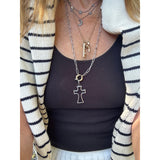 Open Pave Diamond Cross Pendant