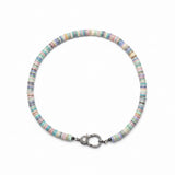 Pastel Shell Heishi Beaded Necklace with Diamond Clasp