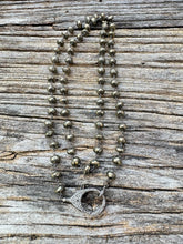Pyrite Beaded Necklace with Pave Diamond Clasp