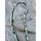 Green and Grey African Turquoise Smooth Saucer Beaded Necklace with Diamond Clasp