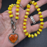 Two Color Way Opal Beaded Necklace with Diamond Clasp
