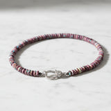 Spiny Purple Oyster Heishi Beaded Necklace with Diamond Clasp