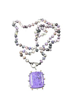Purple Charoite Beaded Necklace with Pave Diamond Clasp and Matching Pendant