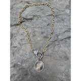 Gold Rounded Paper Clip Chain with Diamond Clasp