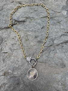 Gold Rounded Paper Clip Chain with Diamond Clasp