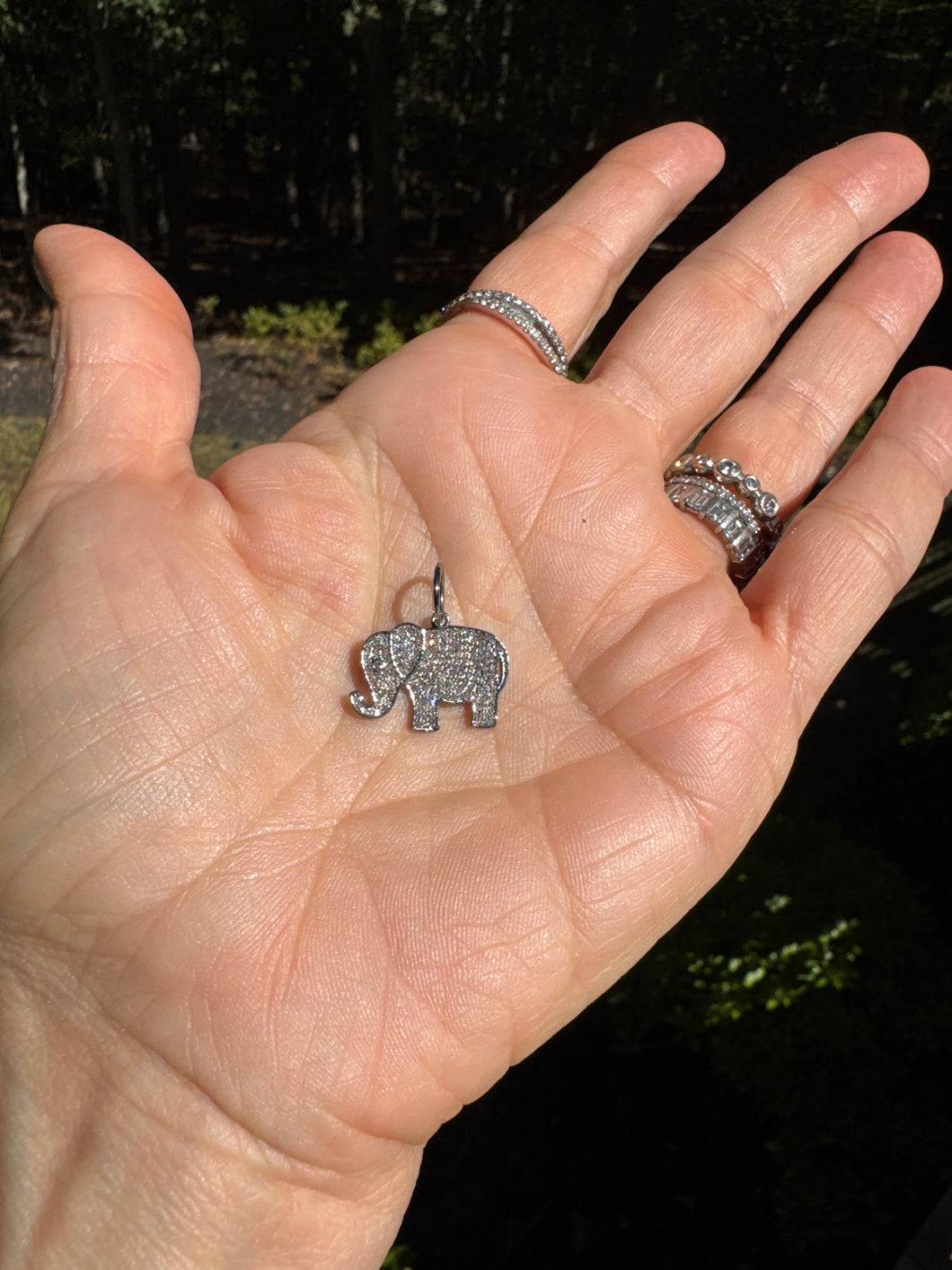 Pave Diamond Elephant Pendant
