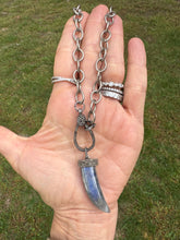 Silver Etched Round Link Necklace with Diamond Clasp