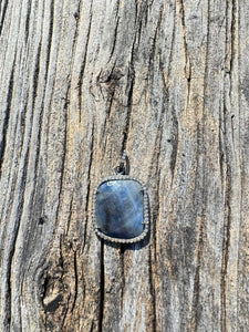 Blue Sapphire with Pave Diamond Pendant