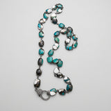 Mohave Copper Turquoise Bezel Necklace with Diamond Clasp