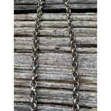 Silver Hammered Rolo Chain Necklace with Pave Diamond Clasp