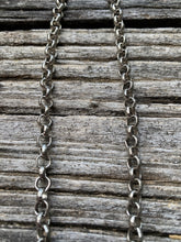 Silver Textured Rolo Chain Necklace with Pave Diamond Clasp