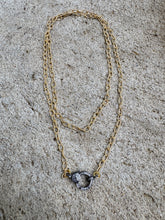 Gold Etched Chain with Diamond Clasp