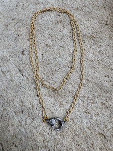 Gold Etched Chain with Diamond Clasp