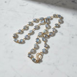 Mystic Labradorite Bezel Necklace with Diamond Clasp