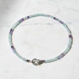 Fluorite Square Heishi Beaded Necklace with Pave Diamond Clasp