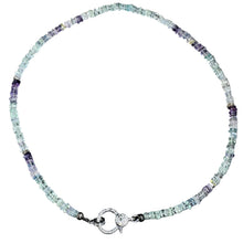 Fluorite Square Heishi Beaded Necklace with Pave Diamond Clasp