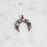 Multi Sapphire Crescent Rose Gold Pendant