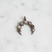 Multi Sapphire Crescent Rose Gold Pendant