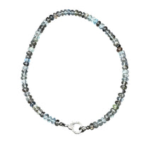 Copper Aquamarine Beaded Necklace with Pave Diamond Clasp