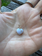 Mini Lace Agate Heart with Solitaire and 14k Gold Details