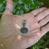 Pave Diamond and Black Spinel Disc with Lobster Claw