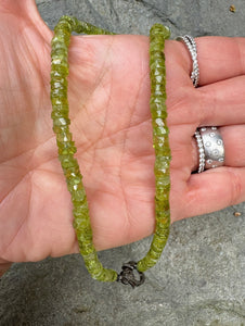 Peridot Faceted Beaded Necklace with Diamond Clasp