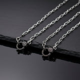 Sterling Silver Link Chain Necklace with Diamond Clasp