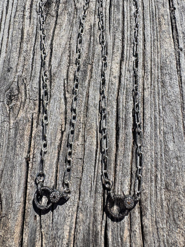 Sterling Silver Link Chain Necklace with Diamond Clasp