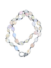 Pink Opal Bezel Necklace with Pave Diamond Lobster Claw Clasp