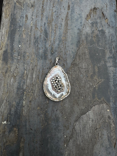 Druzy and Diamond Pendant
