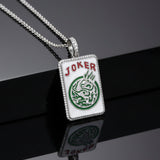 Pave Diamond and Enamel Mahjong Joker Tile Pendant