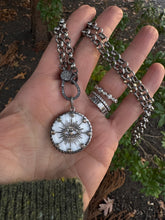 Mother of Pearl Disc with Evil Eye and Pave Diamond Pendant
