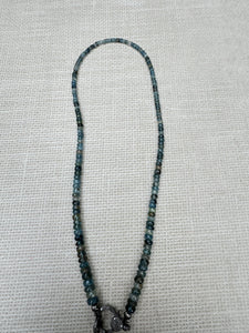 Graduated Aquamarine Beaded Necklace with Diamond Clasp