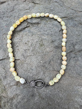 Yellow Opal Nugget Beaded Necklace with Diamond Clasp