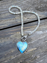 Labradorite Puffy Heart with Pave Diamond Pendant