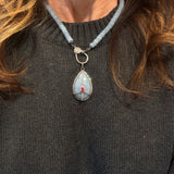 Angelite Teardrop Pendant with Ruby Center Stone