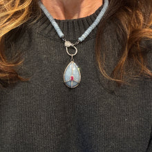 Angelite Teardrop Pendant with Ruby Center Stone