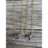 Matte Gold Necklace with Pave Diamond Clasp