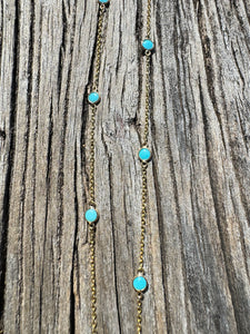 14k Gold and Sleeping Beauty Turquoise Chain Necklace
