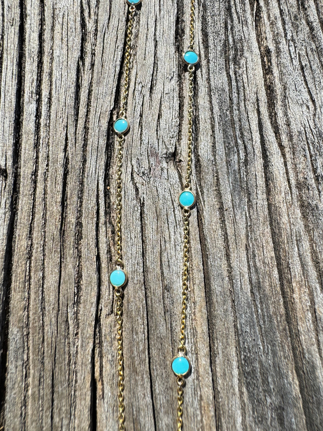14k Gold and Sleeping Beauty Turquoise Chain Necklace
