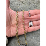 Gold Rounded Paper Clip Chain with Diamond Clasp