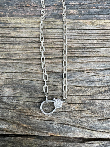 Matte Flat Oval Necklace with Diamond Clasp